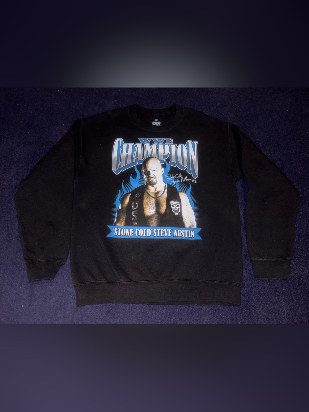 Authentic Medium WWE LEGENDS Stone Cold Steve Austin Black Crewneck Sweatshirt